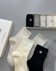 LULU reflective logo cotton socks (5 pairs)