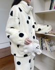 New Winter Thick Fleece-Lined Flannel Loungewear Set