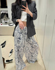 Island Style Elastic High-Waist Wide-Leg Pants