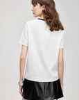 ELLE French-Style Crewneck Contrast Cotton Tee