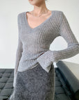 V-Neck Elegant Versatile Knit Top