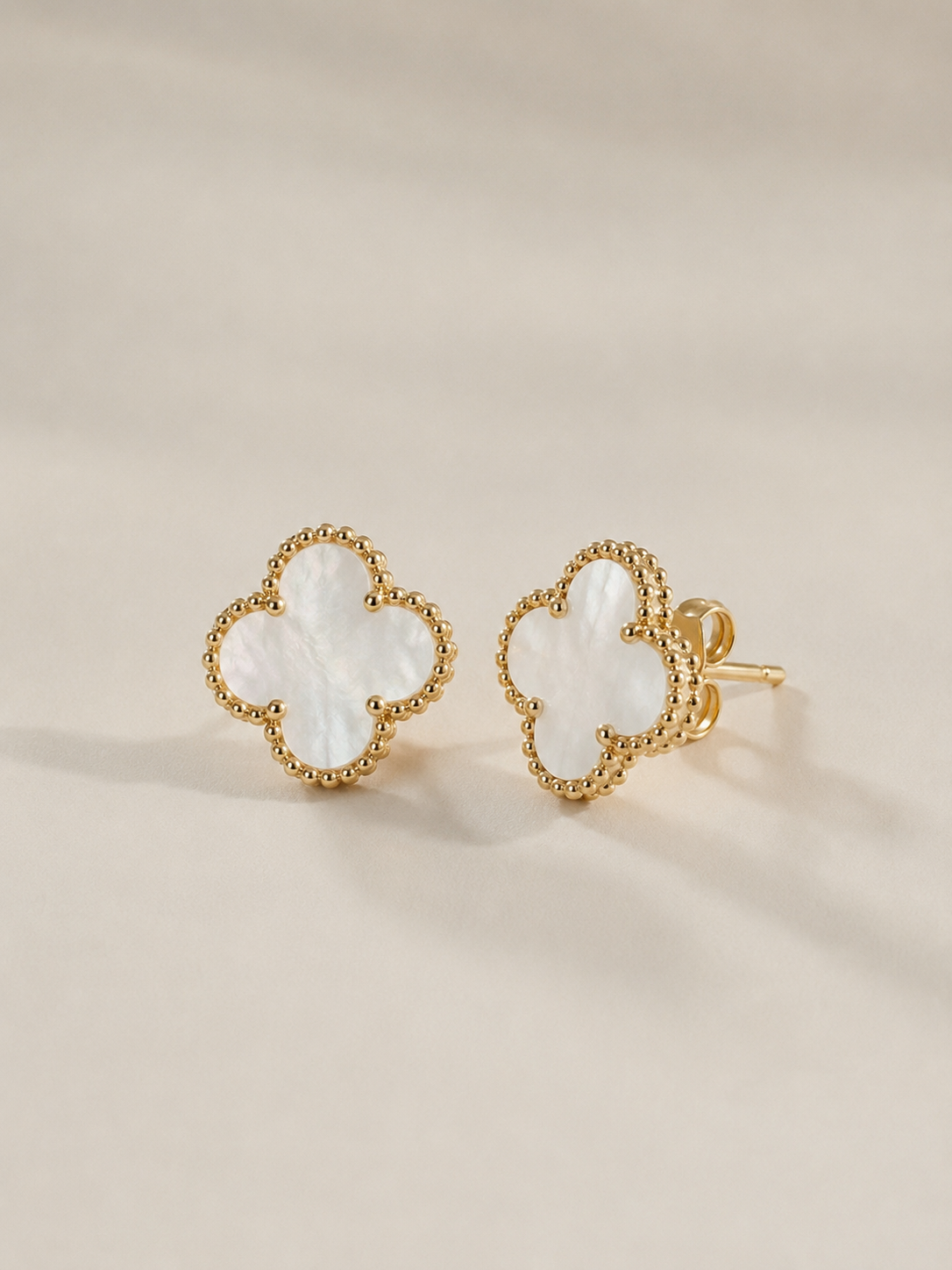 Mother-of-Pearl Clover Stud Earrings