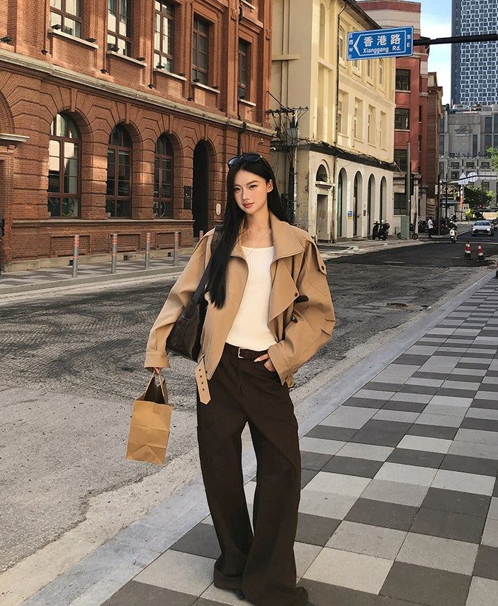 Korean Style Khaki Trench Coat
