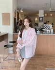 Korean-Style Sweet Pink Striped Shirt