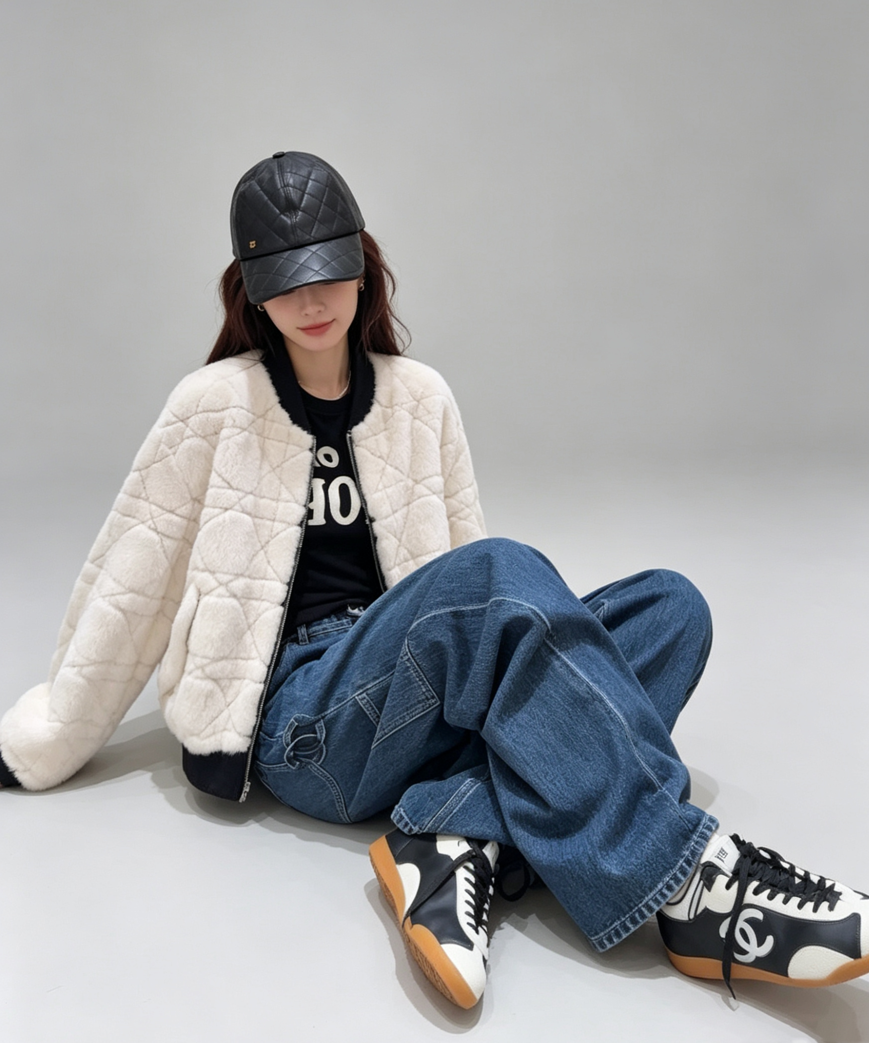 Diamond Quilted Faux Mink Eco-Friendly Fur Coat