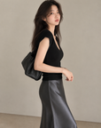 Minimalist Deep U-Neck Knit Top