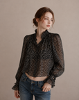 Korean Vintage Polka Dot Chiffon Blouse