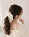 Korean-Inspired Oversized Pearl Satin Scrunchie