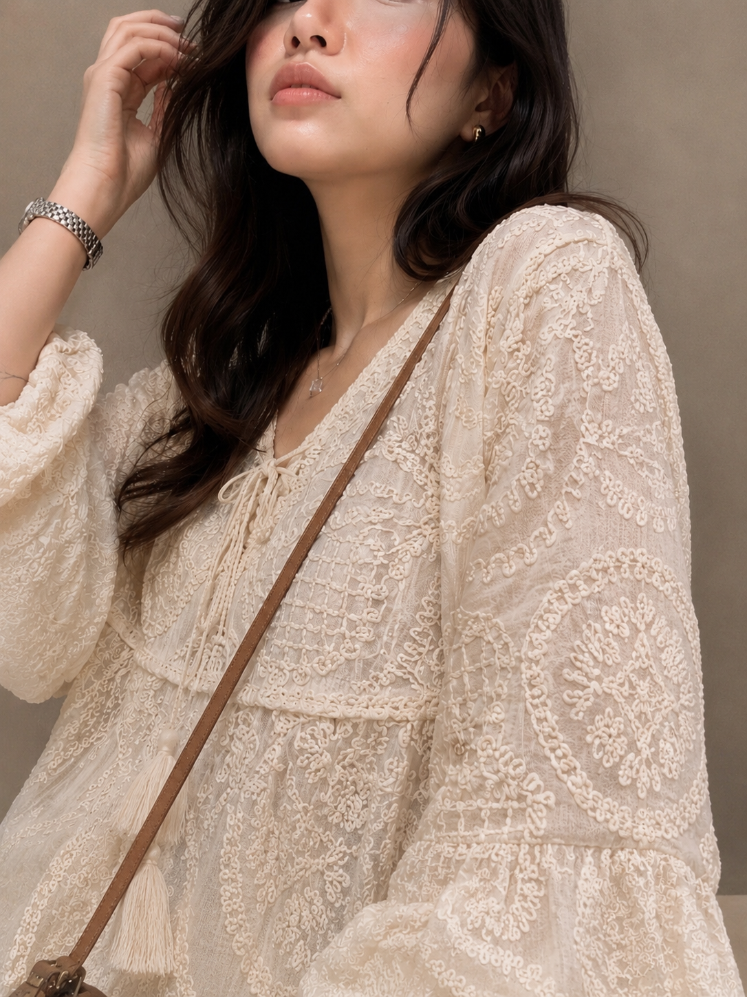 Bohemian Embroidered Crochet Top