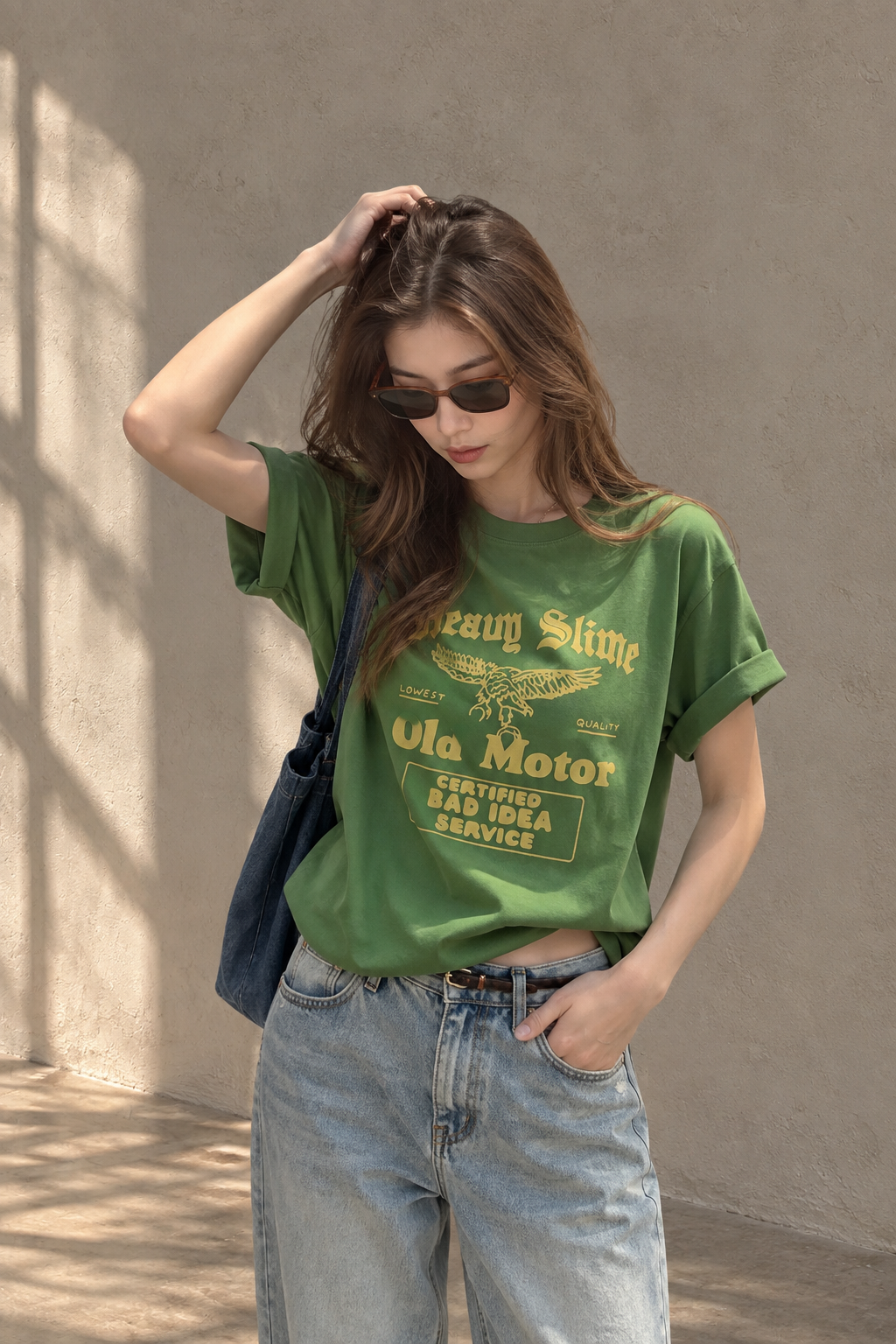 Avocado Green 100% Cotton Vintage Tee