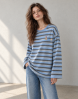Korean-Style 3D Dachshund Striped Tee