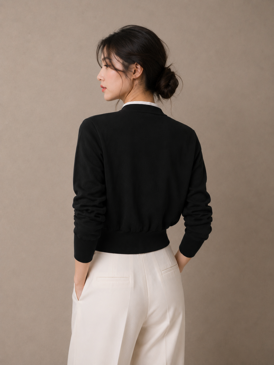Mock Neck Layered Knit Cardigan