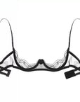 Three-Point Open-Cup Underwire Semi-Lace Bra