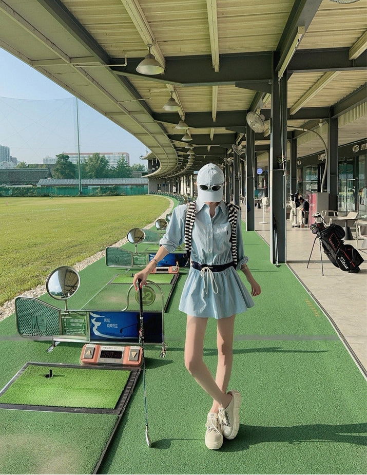 Shirt dress with shawl two-piece set, effortless chic style