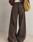 Korean Contrast Stitch Barrel Pants