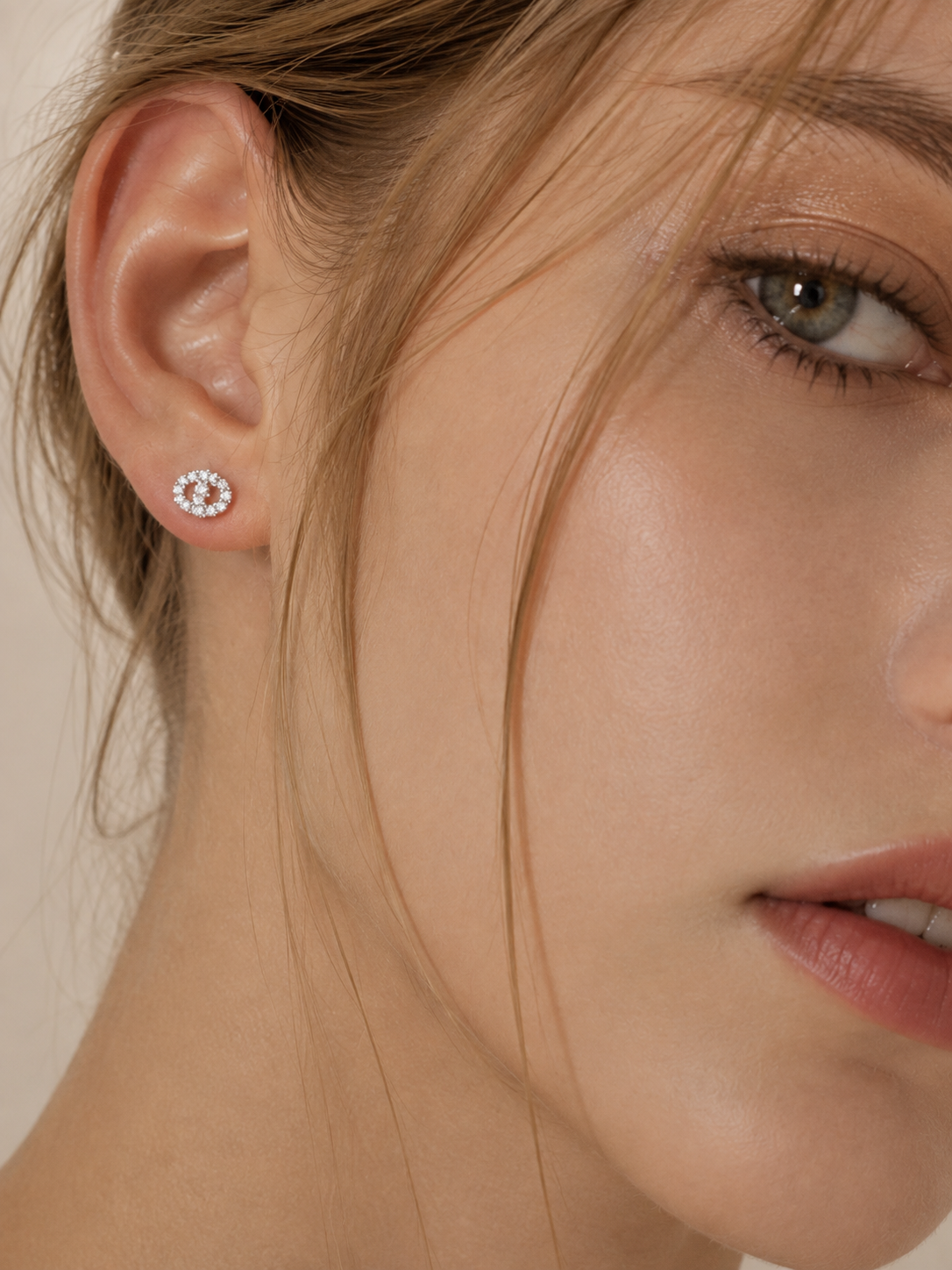 Full pavé stud earrings with a chic, luxe look