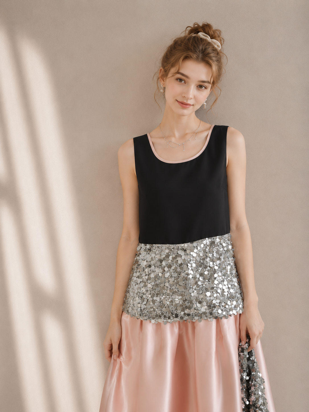 Galaxy Sequin Satin Tank Top