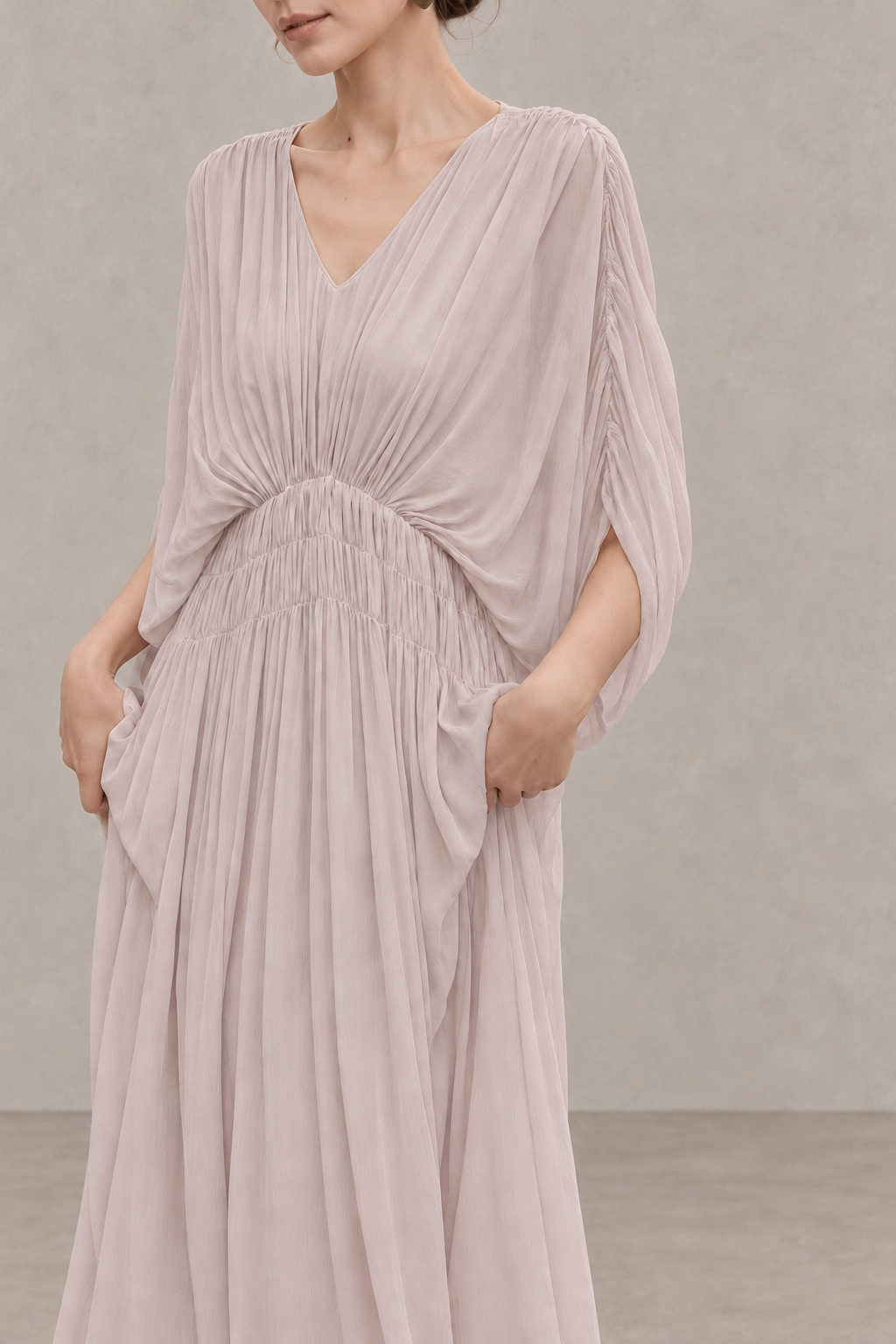 V-Neck Batwing Maxi Dress