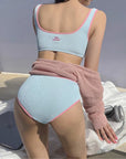 Korean Baby Blue Contrast Bikini Set