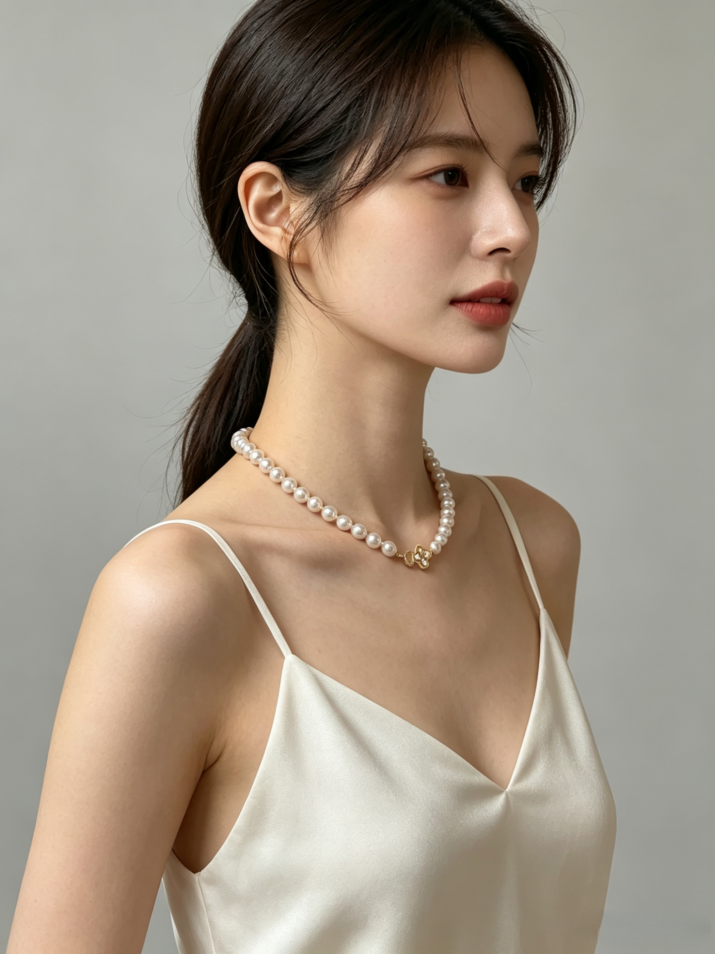 Korean-Inspired Floral Pearl Necklace