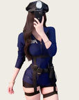 Elegant Officer-style Fitted Police Costume (with Stockings)