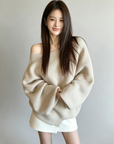 Asymmetrical Shoulder Chunky Knit Sweater