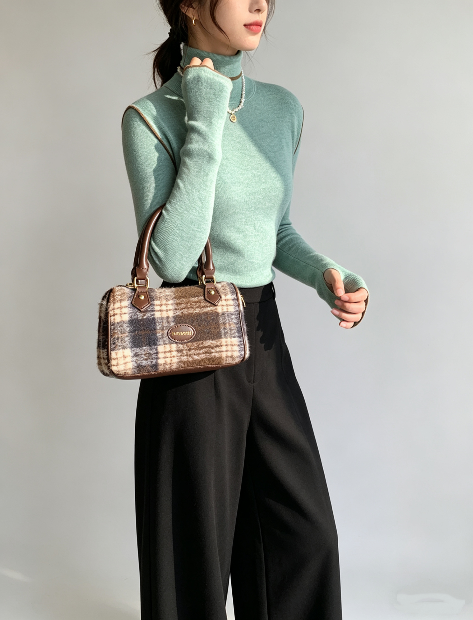 Merino Wool High-Neck Slim Fit Knit Top