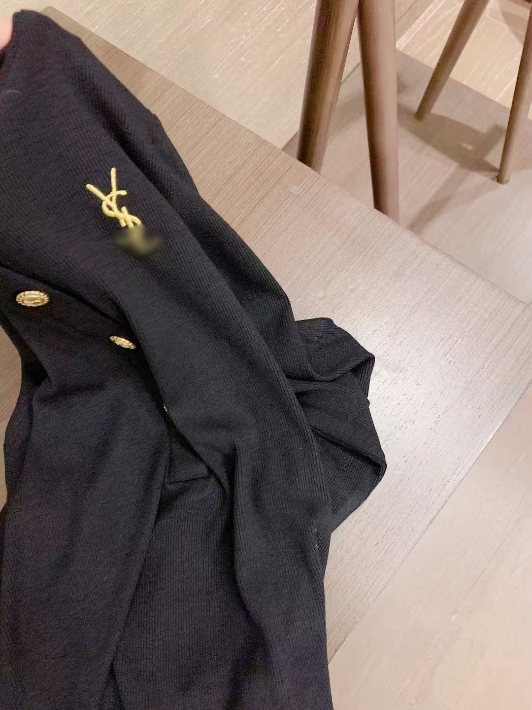 3D Gold Thread Embroidered High-Stretch Top