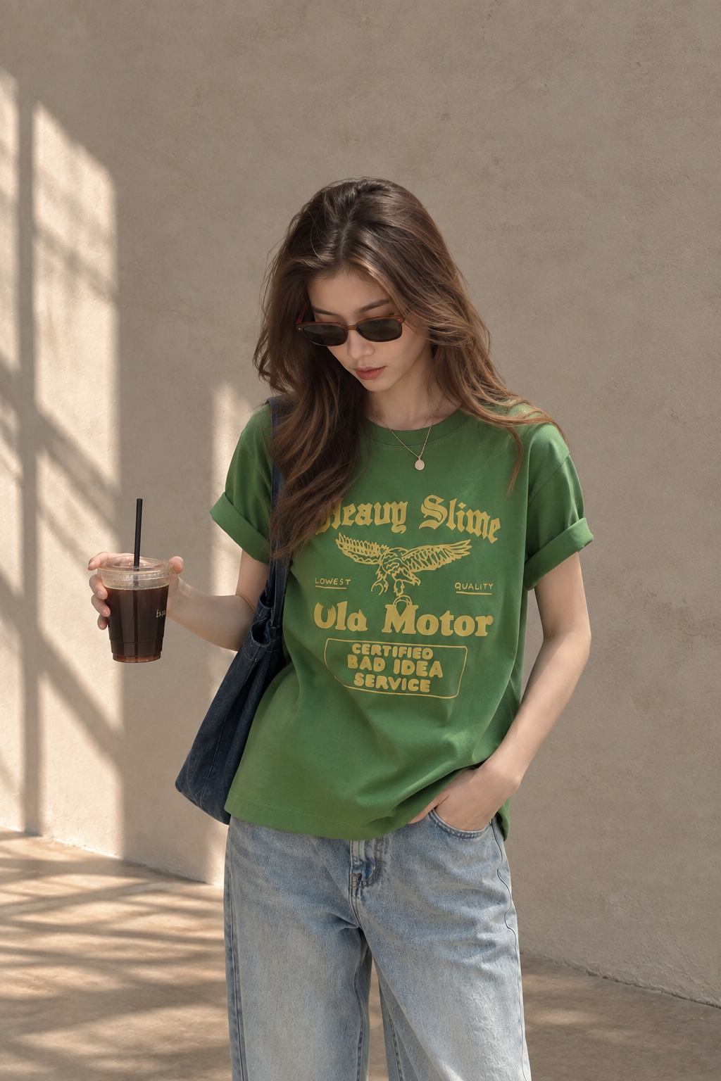 Avocado Green 100% Cotton Vintage Tee