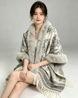 Faux Fur Trimmed Cape Coat