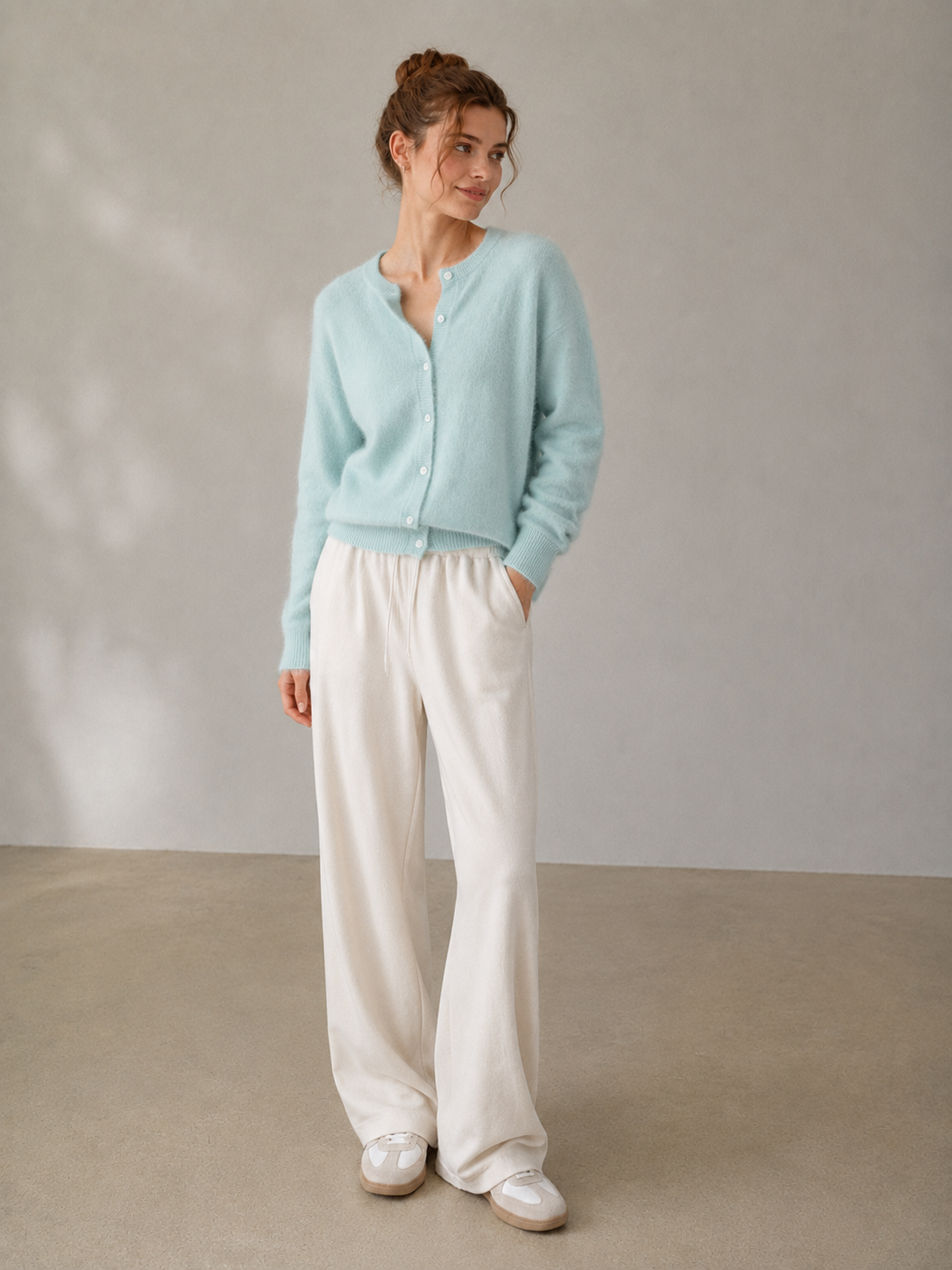 Fluffy Knit Cardigan in Soft Lake Blue