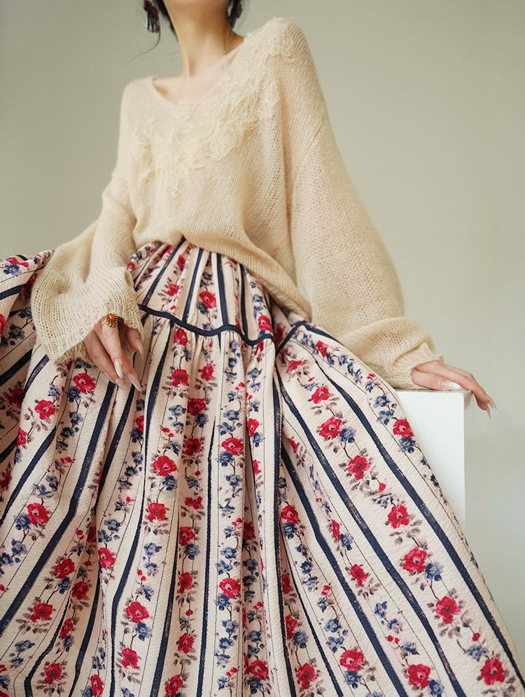 French vintage bubble cotton voluminous skirt