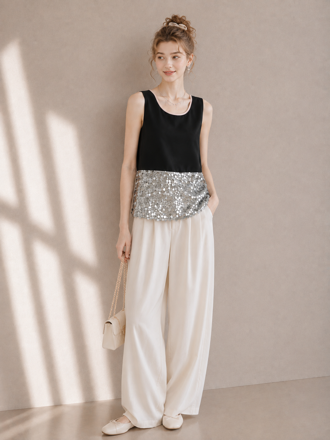 Galaxy Sequin Satin Tank Top