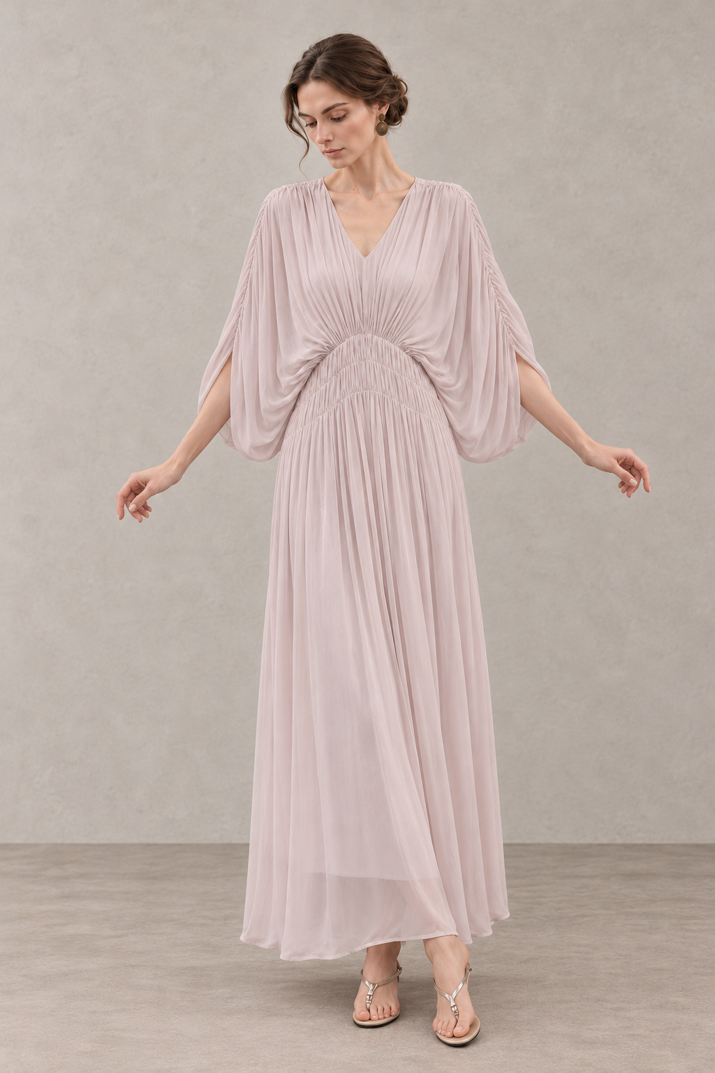 V-Neck Batwing Maxi Dress