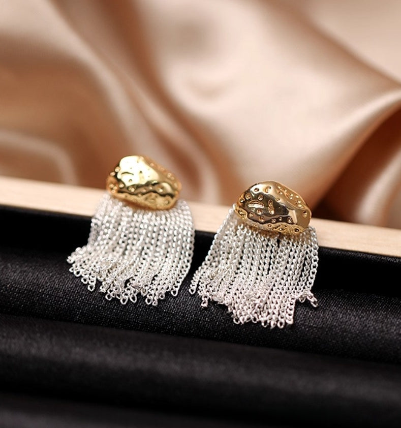 Irregular Tassel Earrings with 925 Hypoallergenic Posts