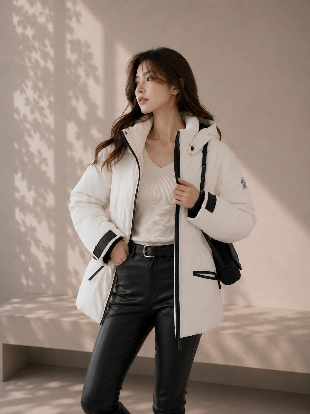 White Duck Down Hooded Jacket