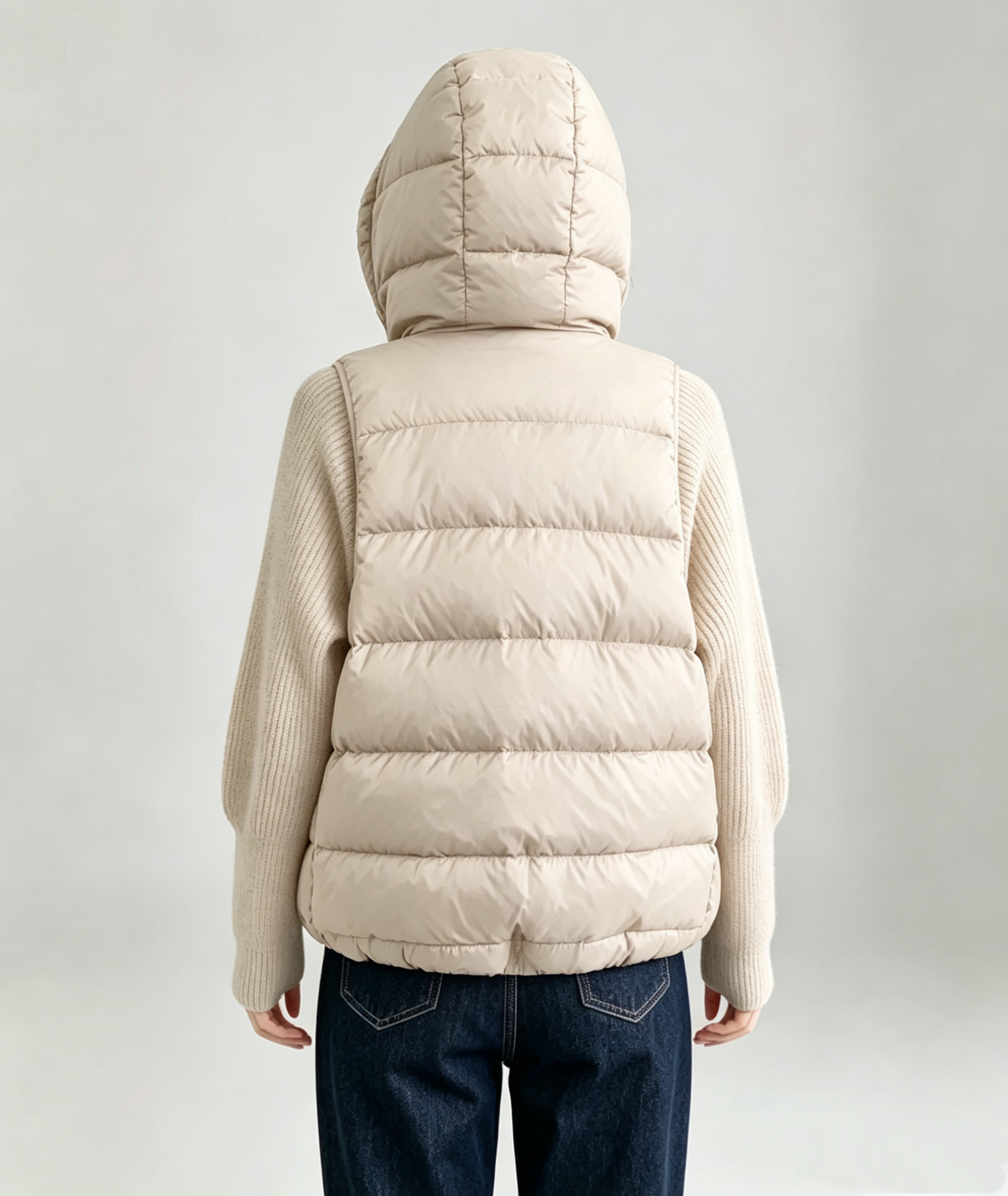 Heavyweight Recommendation 90% White Duck Down Knit Hooded Puffer Jacket