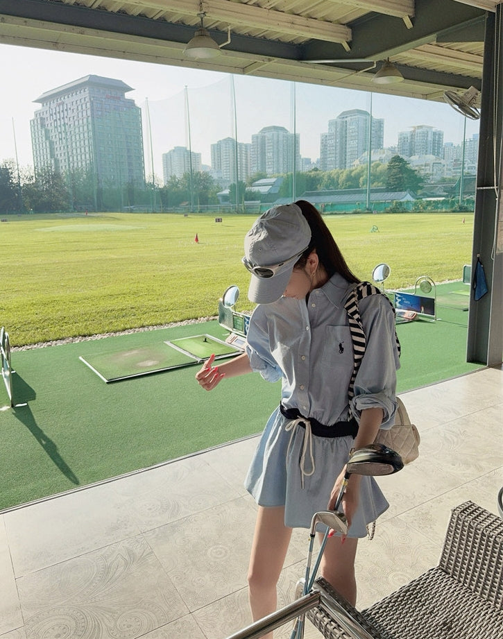 Shirt dress with shawl two-piece set, effortless chic style