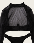 Sheer Long Sleeve Crop Top &amp; Stocking Set