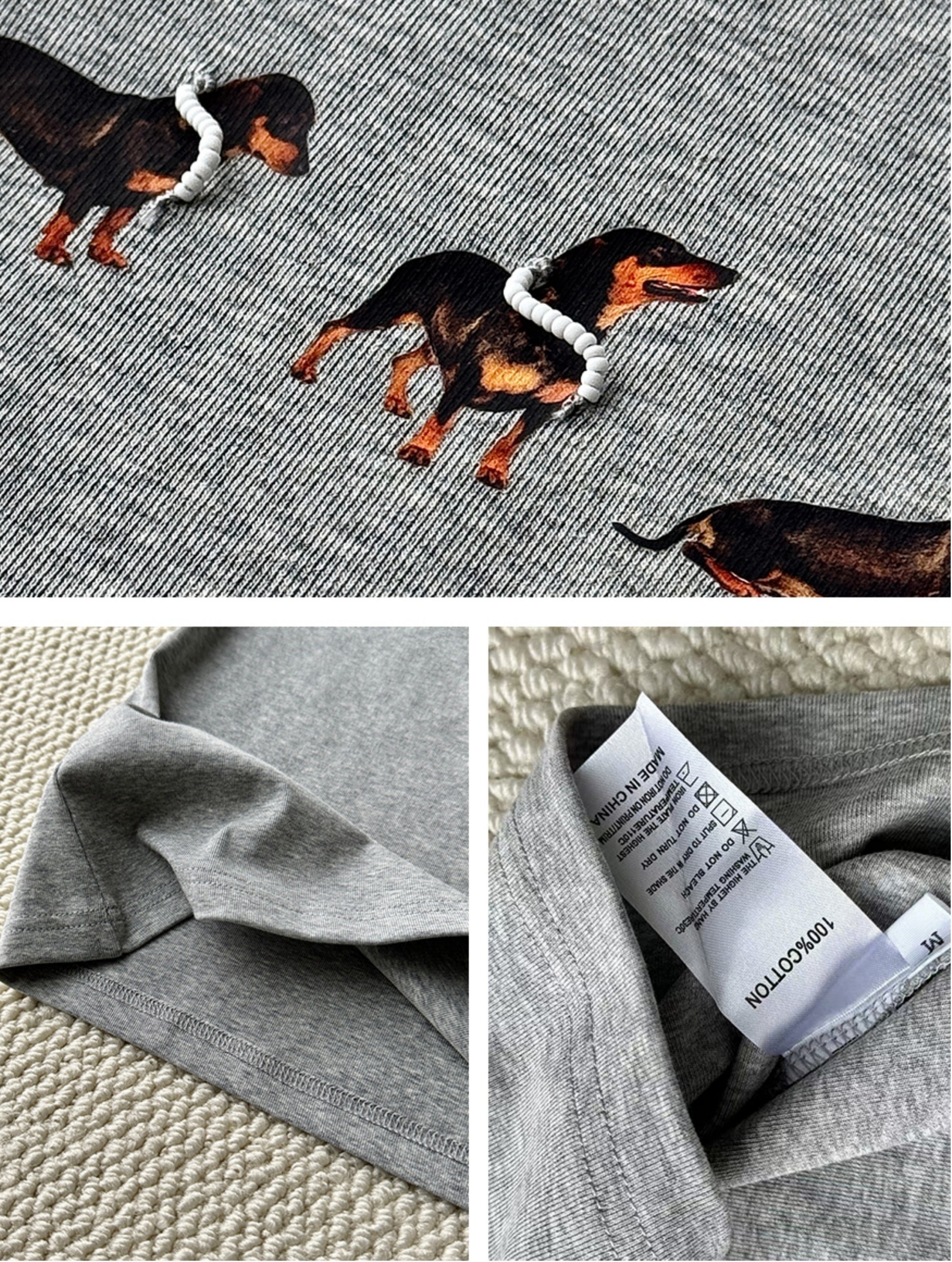 MARKGONG Jennie Style Pearl Dachshund Fitted Tee