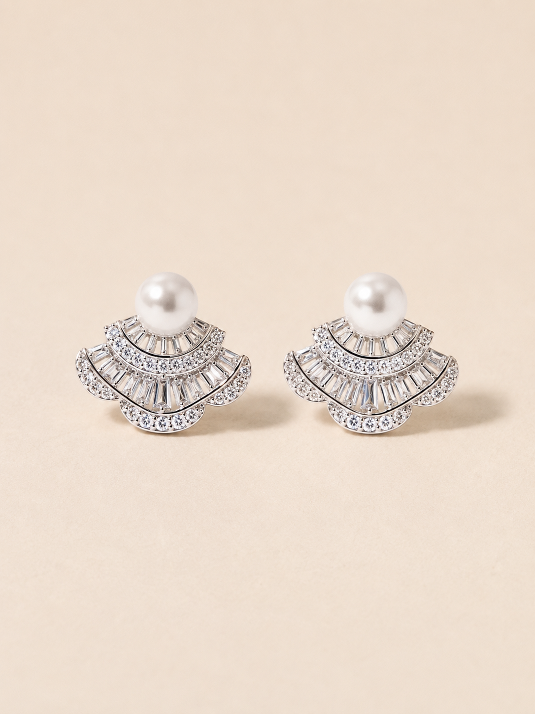 Vintage Pearl Fan Earrings