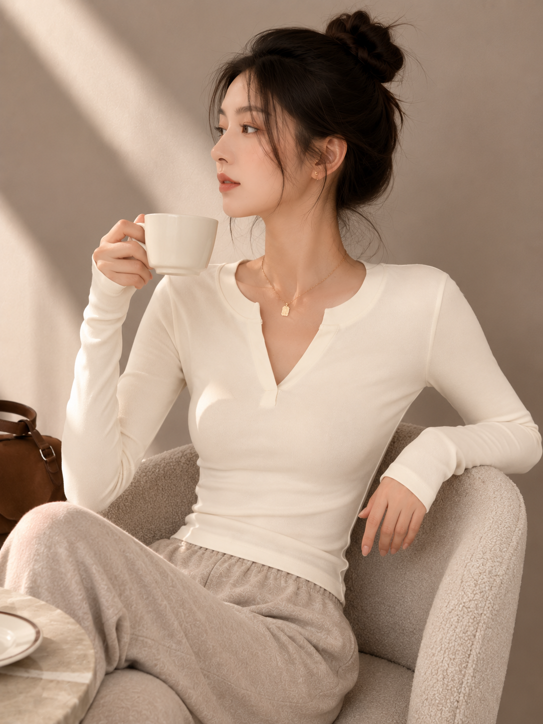 Korean AMTN Upgraded V-Neck Fleece-Lined Base Layer