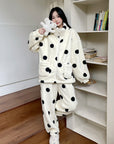 New Winter Thick Fleece-Lined Flannel Loungewear Set