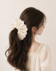 Korean-Inspired Oversized Pearl Satin Scrunchie
