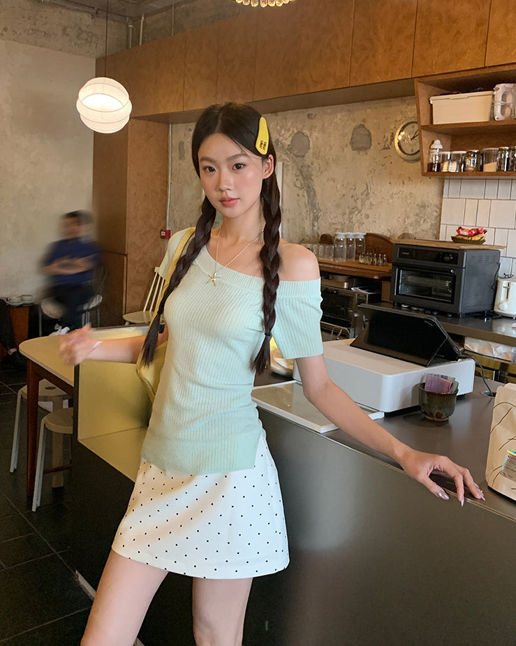 A-Line Polka Dot Mini Skirt