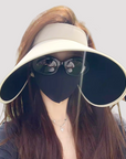 Foldable wide-brim open-top sun hat with black coating