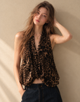 Leopard Print Chiffon Halter Top