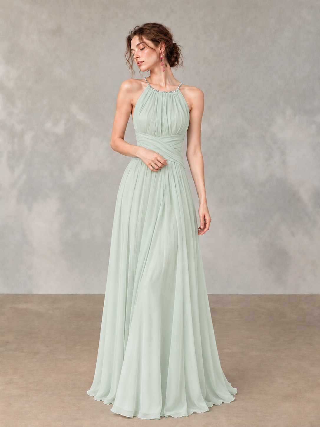 Moonlight Muse Halter Neck Backless Maxi Dress