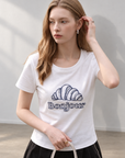 Korean-Inspired Croissant Embroidered Tee