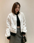 Diamond Quilted Faux Mink Eco-Friendly Fur Coat